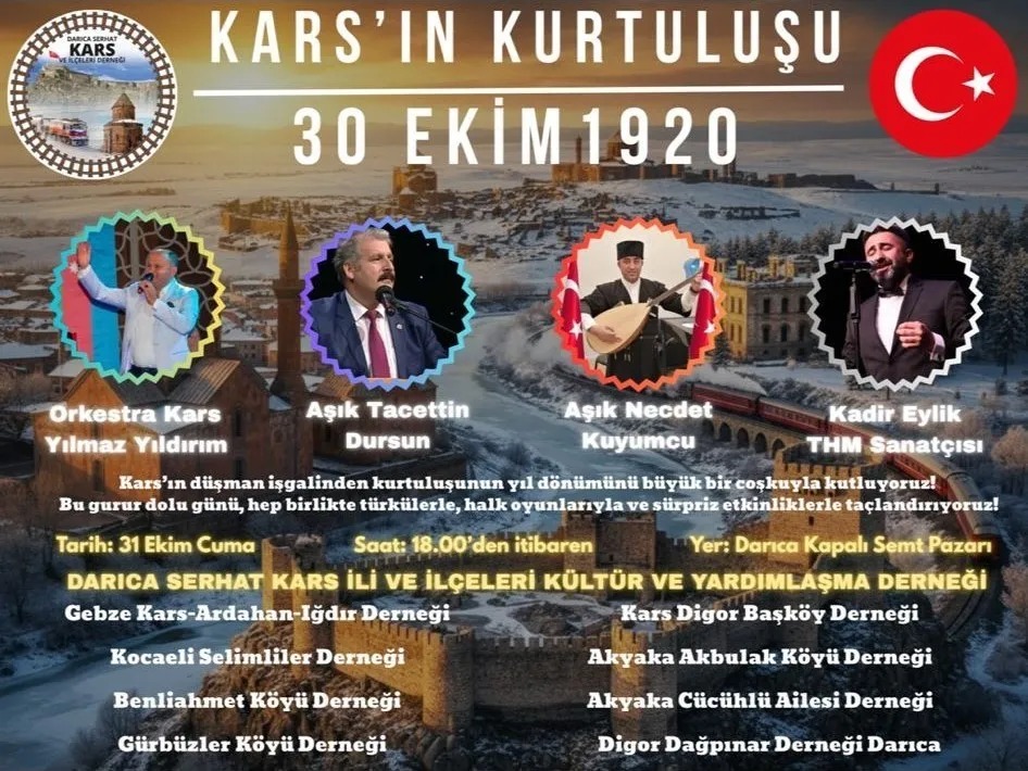 DARICA’DA KARS’IN KURTULUŞ COŞKUSU YAŞANACAK!